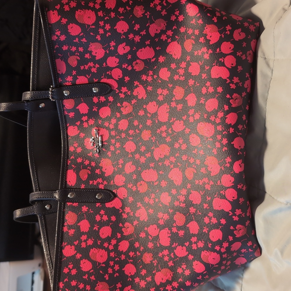 Coach Prairie Calico Reversible Floral/Navy Blue Tote
